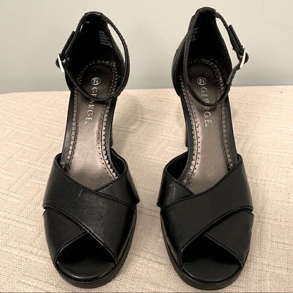 George Black Leather Heels  - Picture 1 of 9